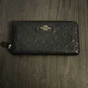 Coach Black Embossed Zip Wallet